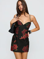 Women's Julisa Corset Mini Dress Red / Black Floral — Dress