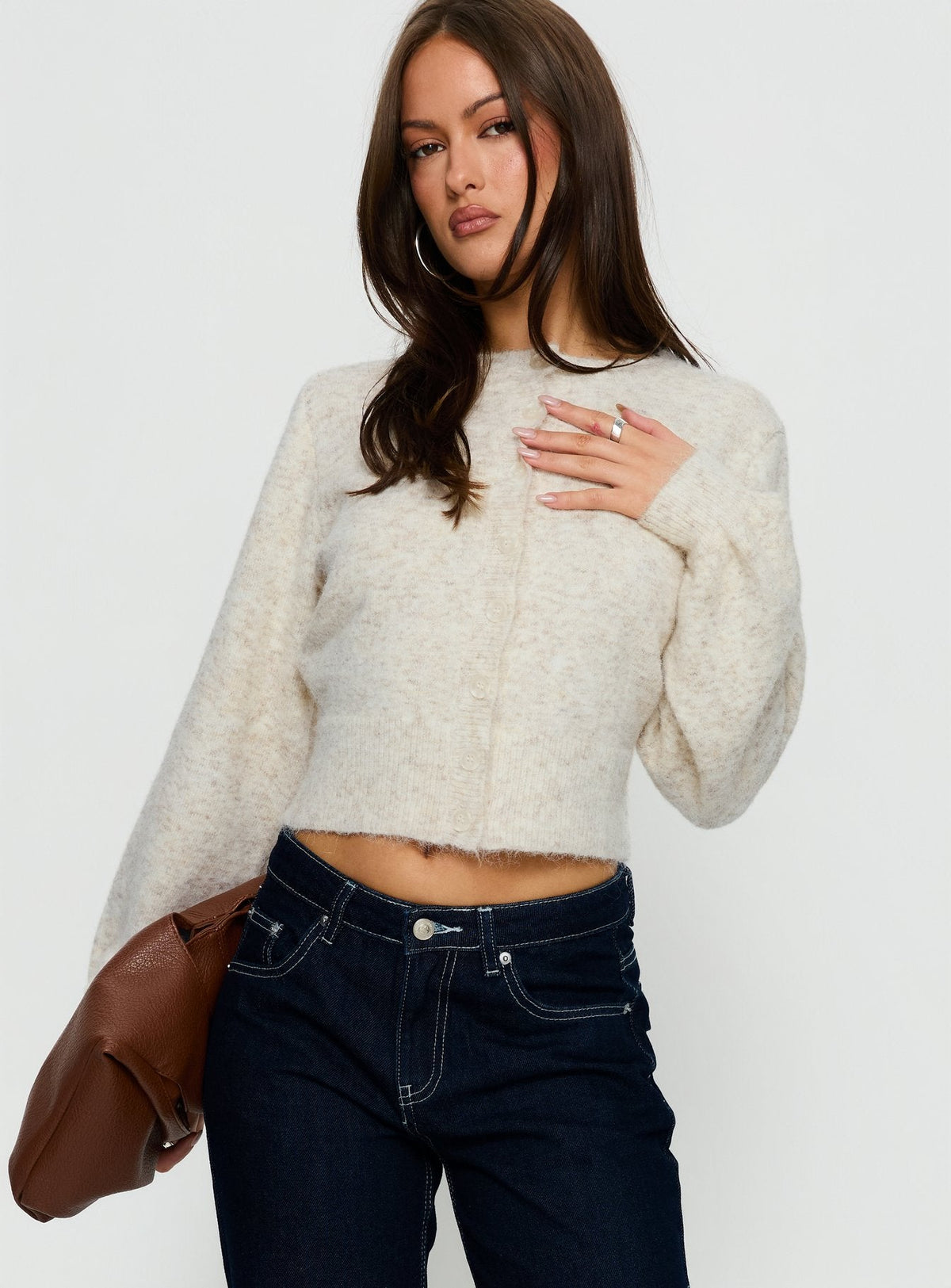 Women's Dawsen Button Down Cardigan Cream — Sweater