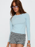 Women's Baby Cupid Long Sleeve Graphic Top Washed Blue
