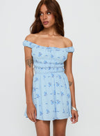 Women's These Are The Days Shirred Mini Dress Blue Multi — Dress