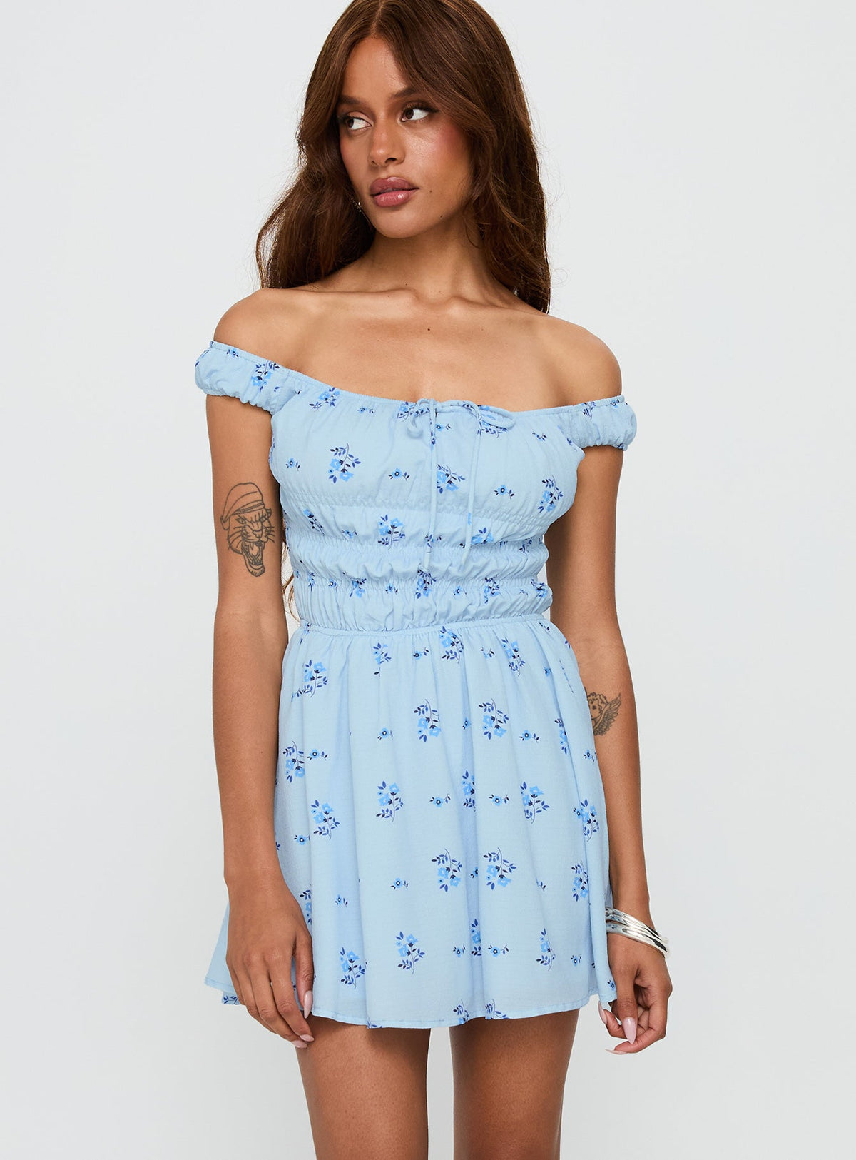 Women's These Are The Days Shirred Mini Dress Blue Multi — Dress