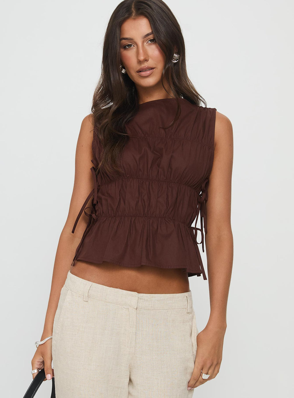 Women's Endless Summers Tie Side Top Chocolate