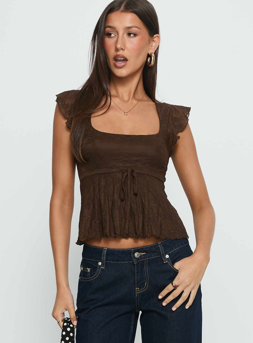 Women's Auroraah Frill Top Chocolate