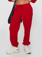 Women's Dream Fleece Ankle Cuff Sweatpants Red — Pants