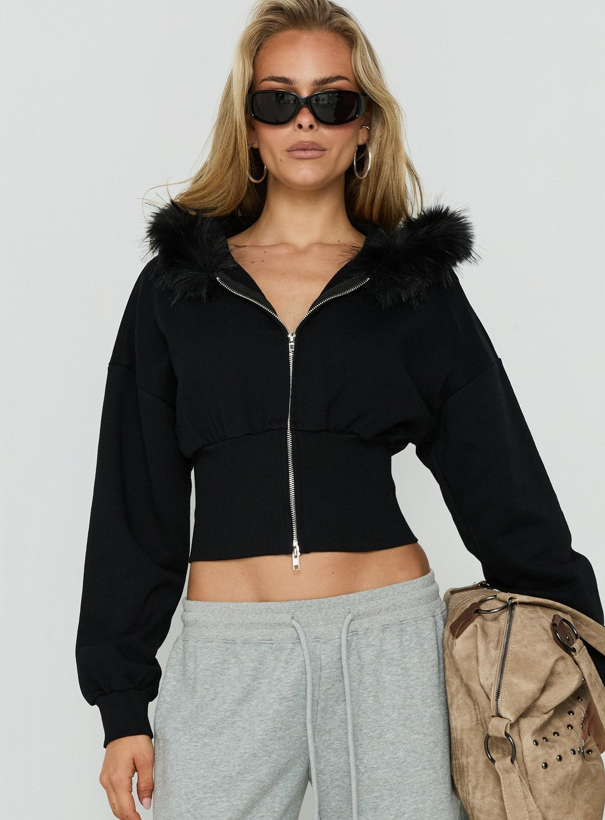 Women's Ramonda Faux Fur Hooded Jumper Black — Sweater