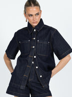 Women's Whitaker Short Sleeve Shacket Dark Denim — Jacket