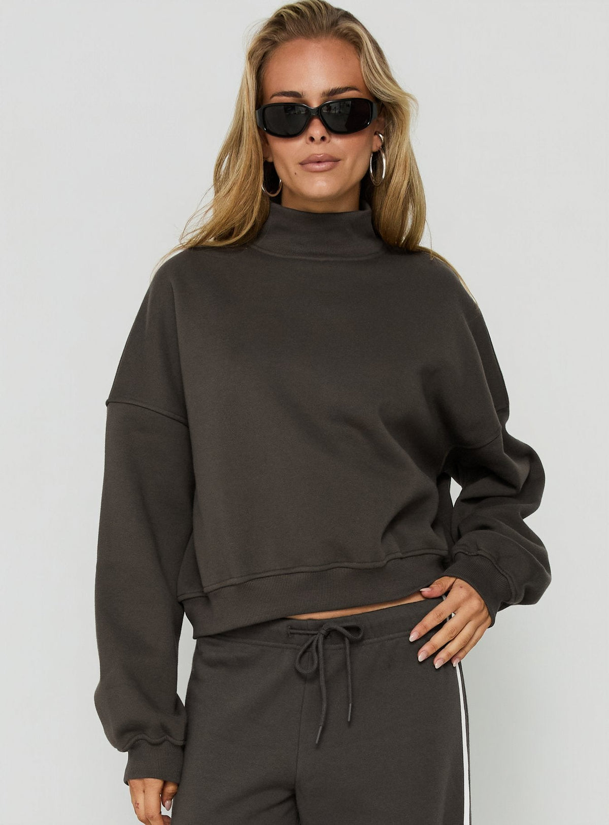 Women's Anyya Funnel Neck Crew Jumper Iron Grey — Sweater