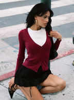 Women's York Cardigan Cherry Red — Sweater