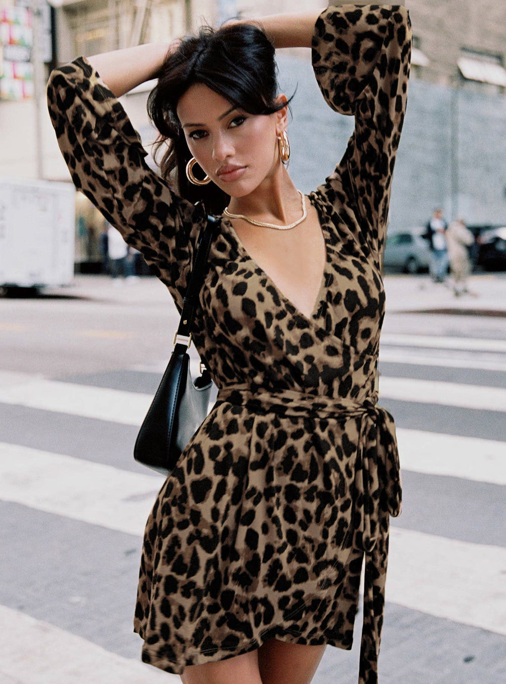 Women's Raquela Wrap Mini Dress Leopard — Dress