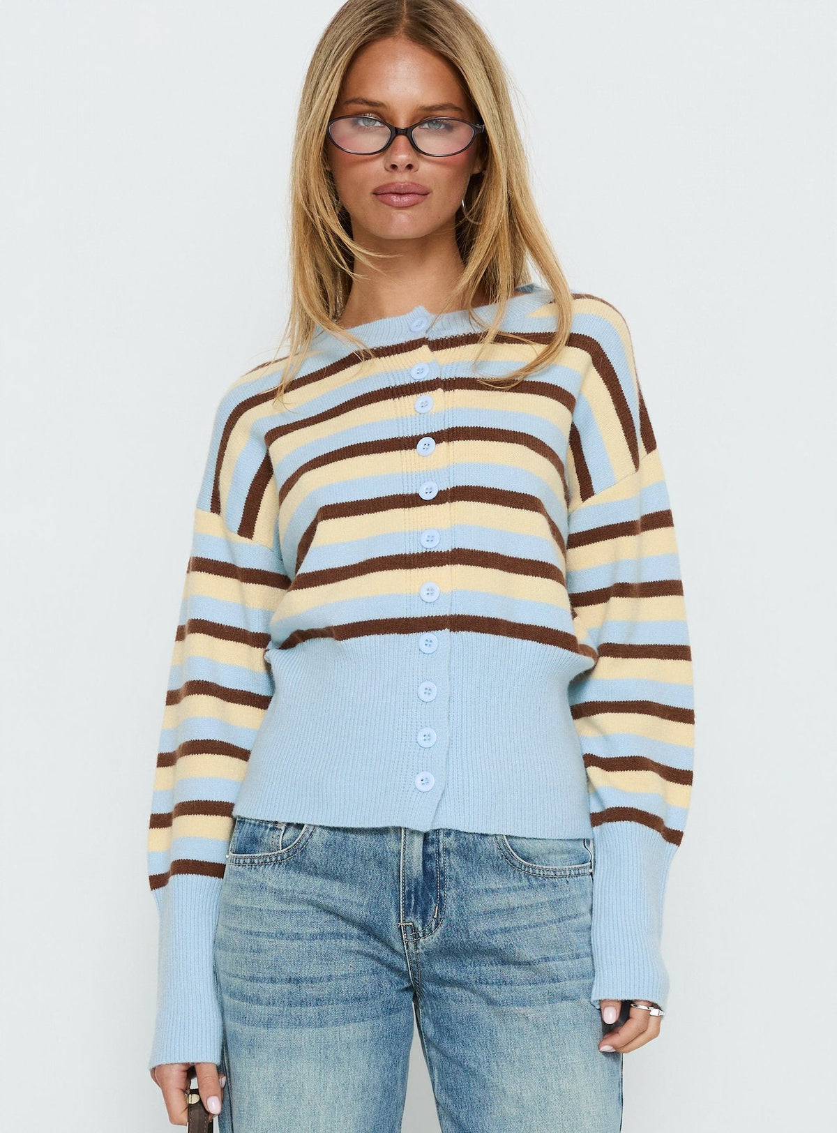 Women's Rhitta Button Down Cardigan Multi Stripe — Sweater