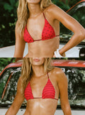 Women's Jenner Reversible Triangle Bikini Top Red Polka — Swimwear