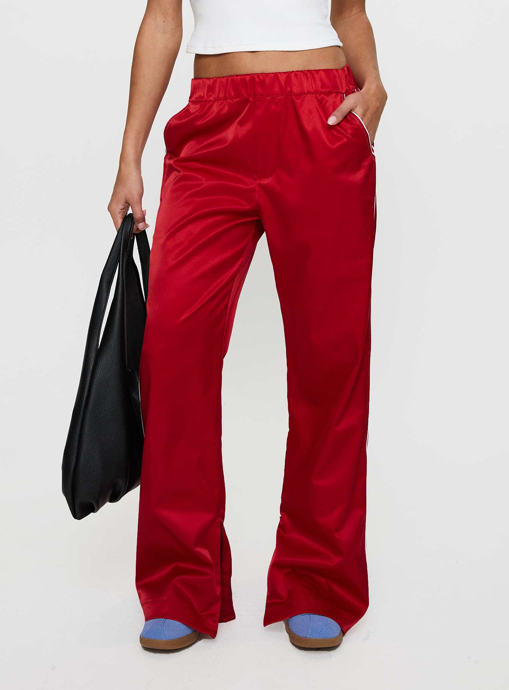 Women's Travalta Satin Track Pant Red