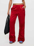 Women's Travalta Satin Track Pant Red