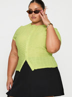 Women's Suzu Textured Top Green Curve
