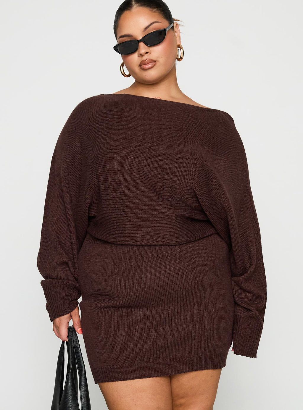 Women's Bellamie Long Sleeve Mini Dress Chocolate Curve — Dress