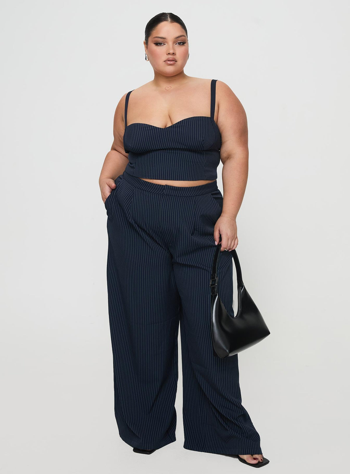 Women's Briana Set Navy Pinstripe Curve