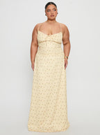 Women's Members Only Maxi Dress Yellow Floral Curve — Dress
