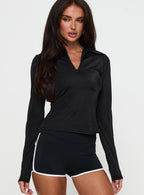 Women's Celosiah Zip Up Collared Top Black