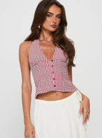 Women's Isolda Halter Top Red Check