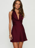 Women's Rozalinda Halter Plunge Mini Dress Plum — Dress