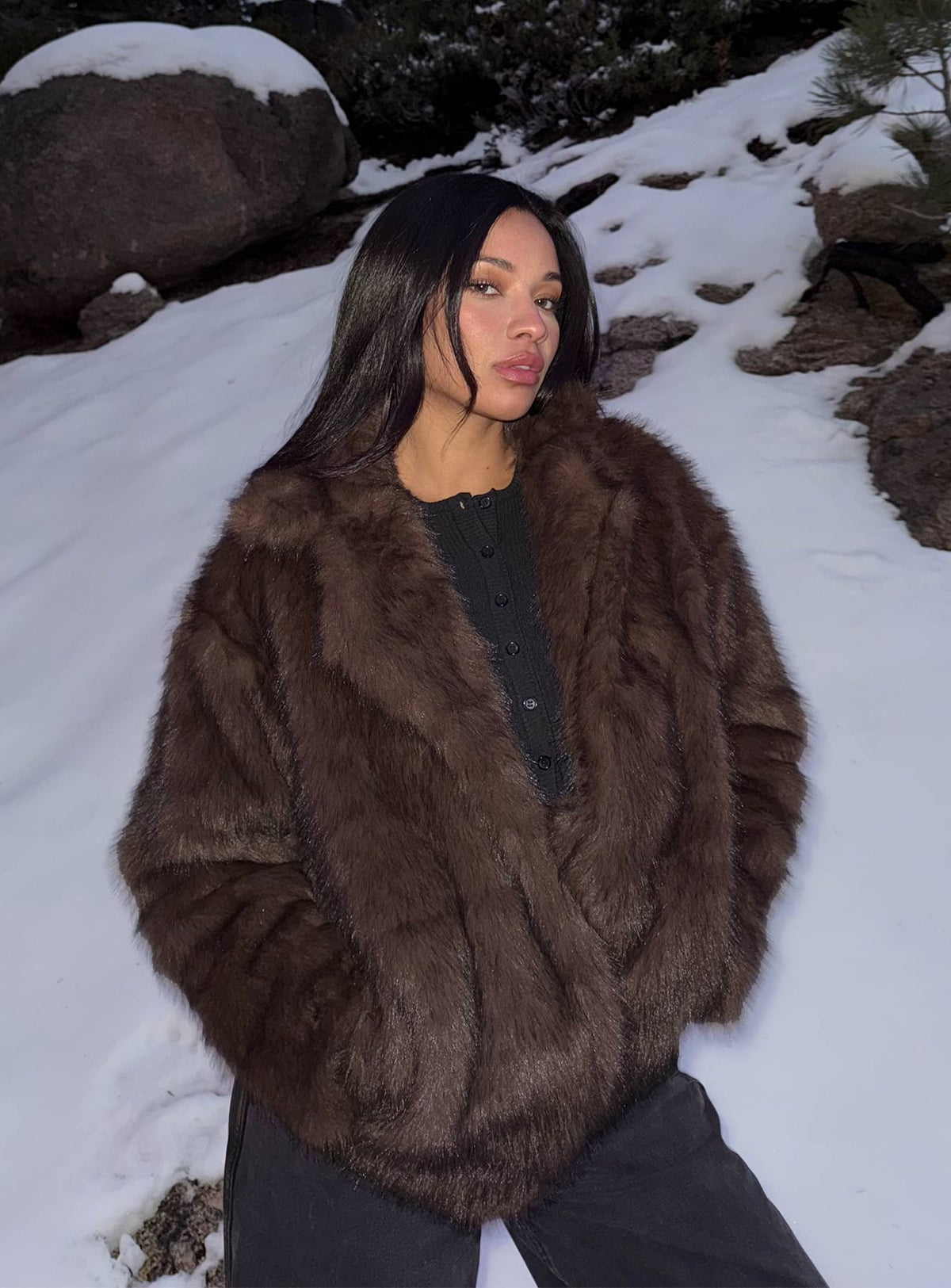Women's Super Trouper Faux Fur Jacket Brown