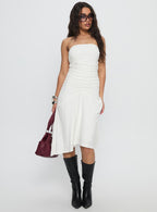 Women's Rienna Strapless Asymmetrical Midi Dress White — Dress