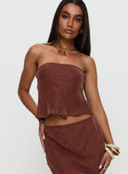 Women's Lucelia Strapless Top Brown — Matching Set