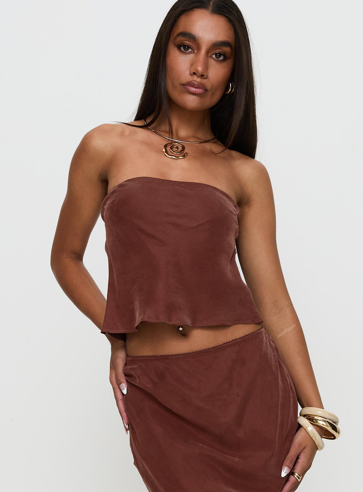 Women's Lucelia Strapless Top Brown — Matching Set