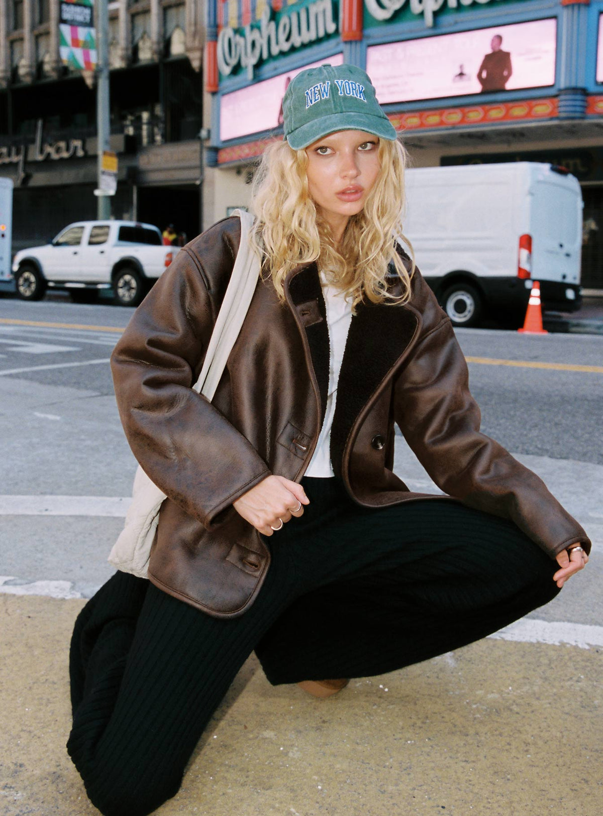 Women's Nunez Faux Leather Jacket Washed Brown / Black