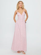 Women's Samiyah Button Down Maxi Dress Red Stripe — Dress