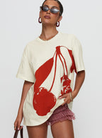 Women's Cherrie Amore Oversized Tee White