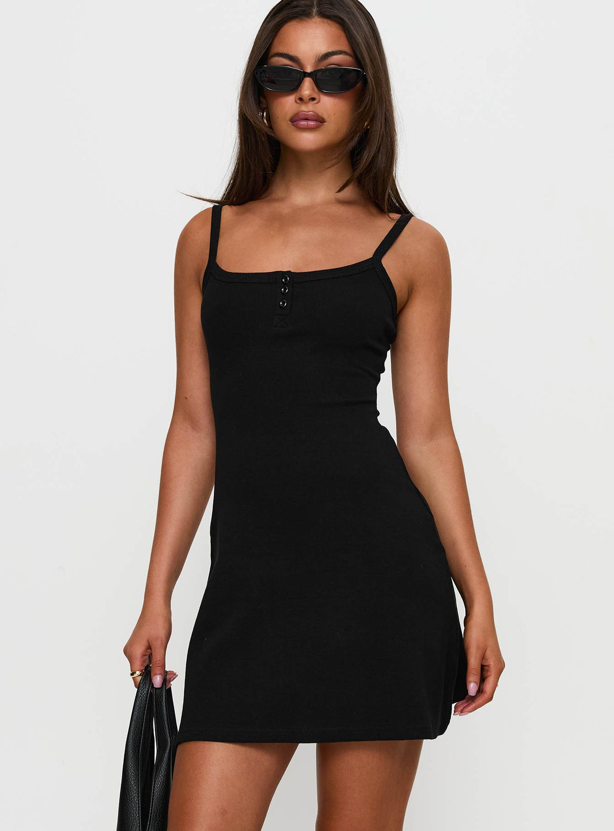 Women's Baseline Rib Mini Dress Black — Dress