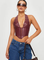 Women's Palladia PU Jordy Corset Burgundy