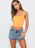 Women's Tilted Denim Mini Short Mid Wash