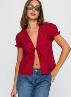 Women's Starstruck Tie Up Top Red