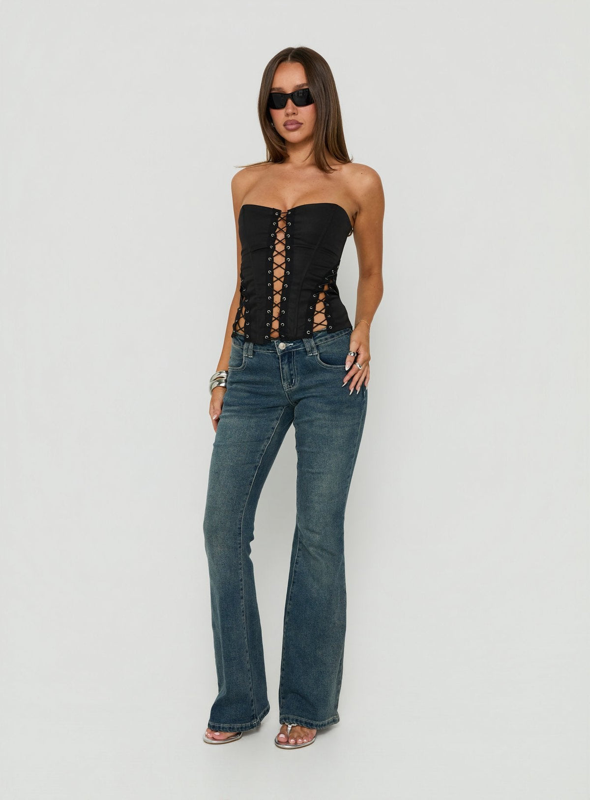 Women's Eden Lace Up Corset Black