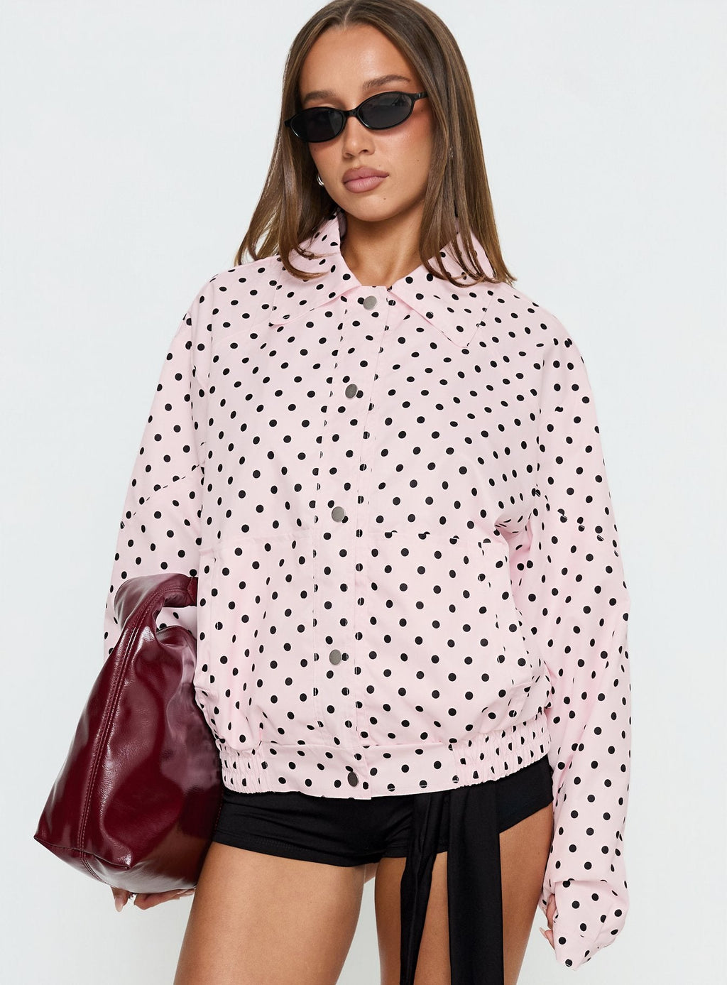 Women's Swayer Oversized Jacket Pink Polka Dot