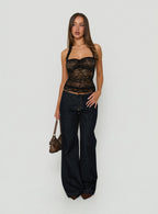 Women's Fantasize Lace Halter Top Black