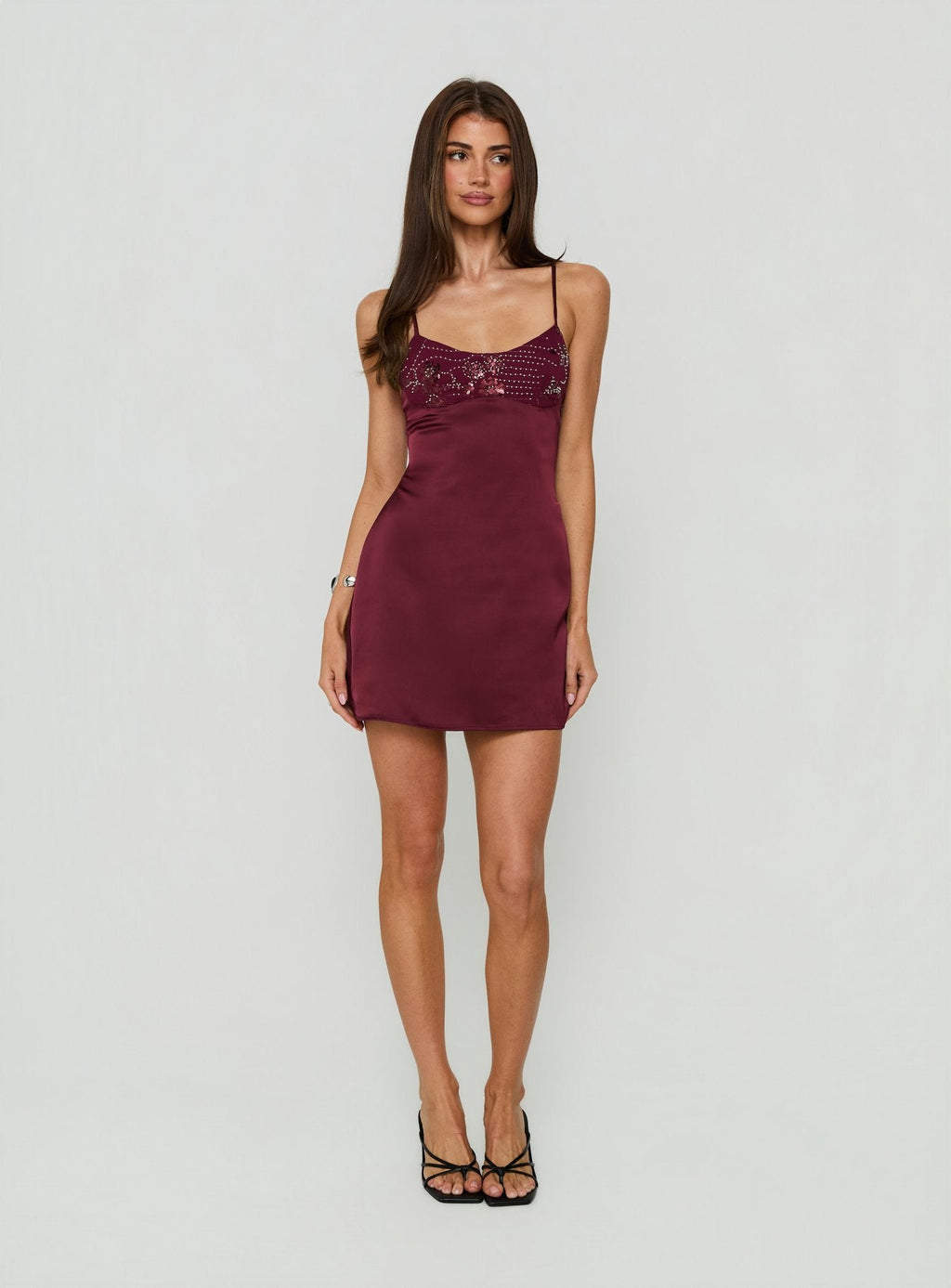 Women's Coralinna Sequin Bust Low Back Mini Dress Cherry — Dress