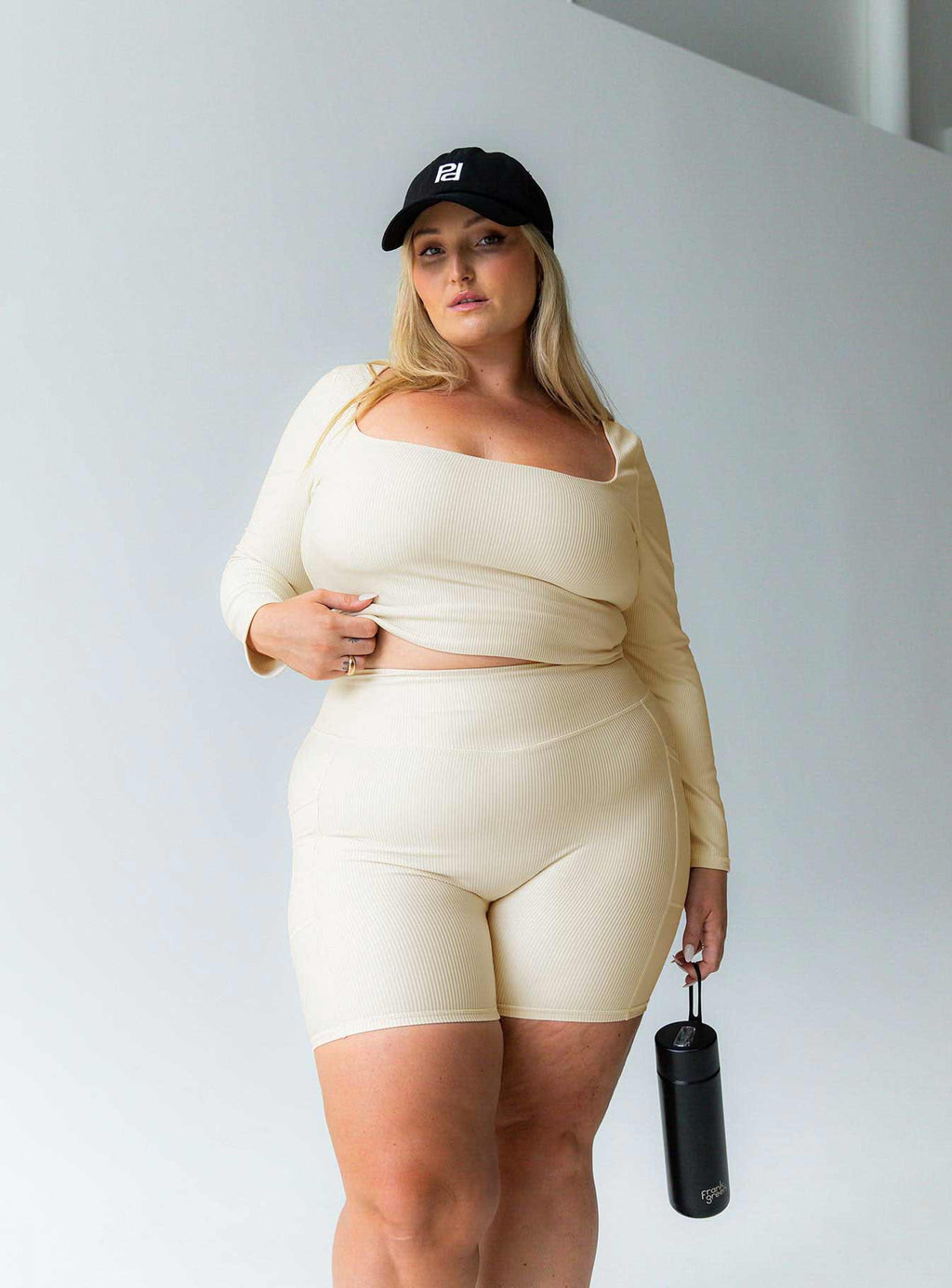 Women's Power Activewear Rib Shorts Latte Curve