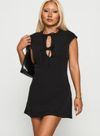 Women's Adeleine Bow Mini Dress Black — Dress