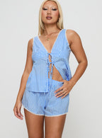 Women's Jaycob Tie Front Set Blue Gingham