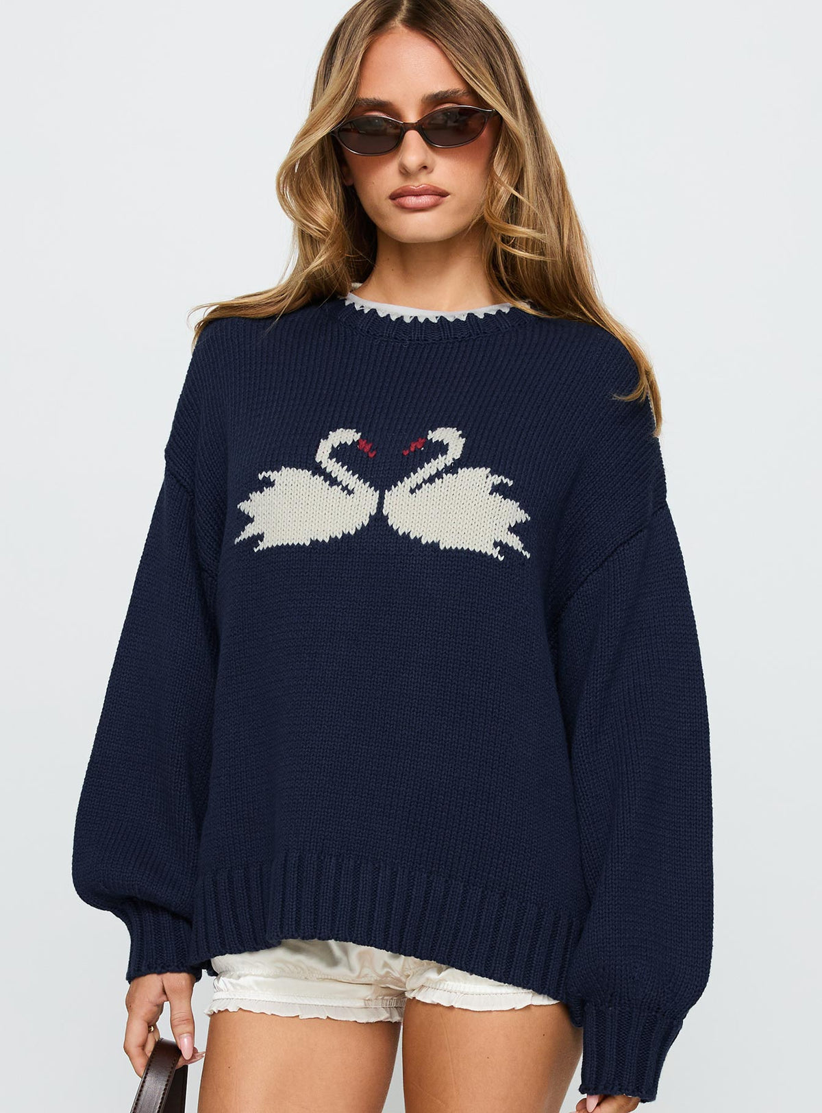 Women's Swan Lake Love Knit Sweater Navy