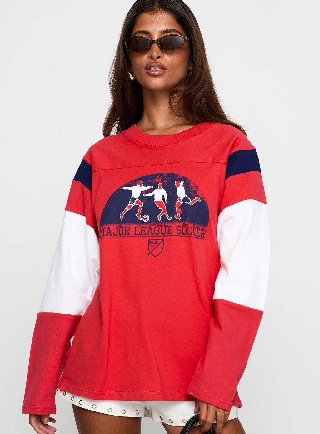 Women's MLS 96 Retro Oversized Long Sleeve Top Red