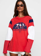 Women's MLS 96 Retro Oversized Long Sleeve Top Red
