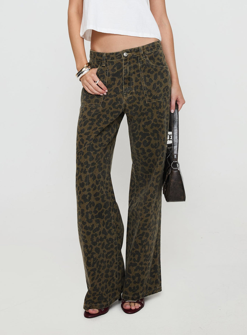 Women's Briony Low Rise Wide Leg Jean Leopard