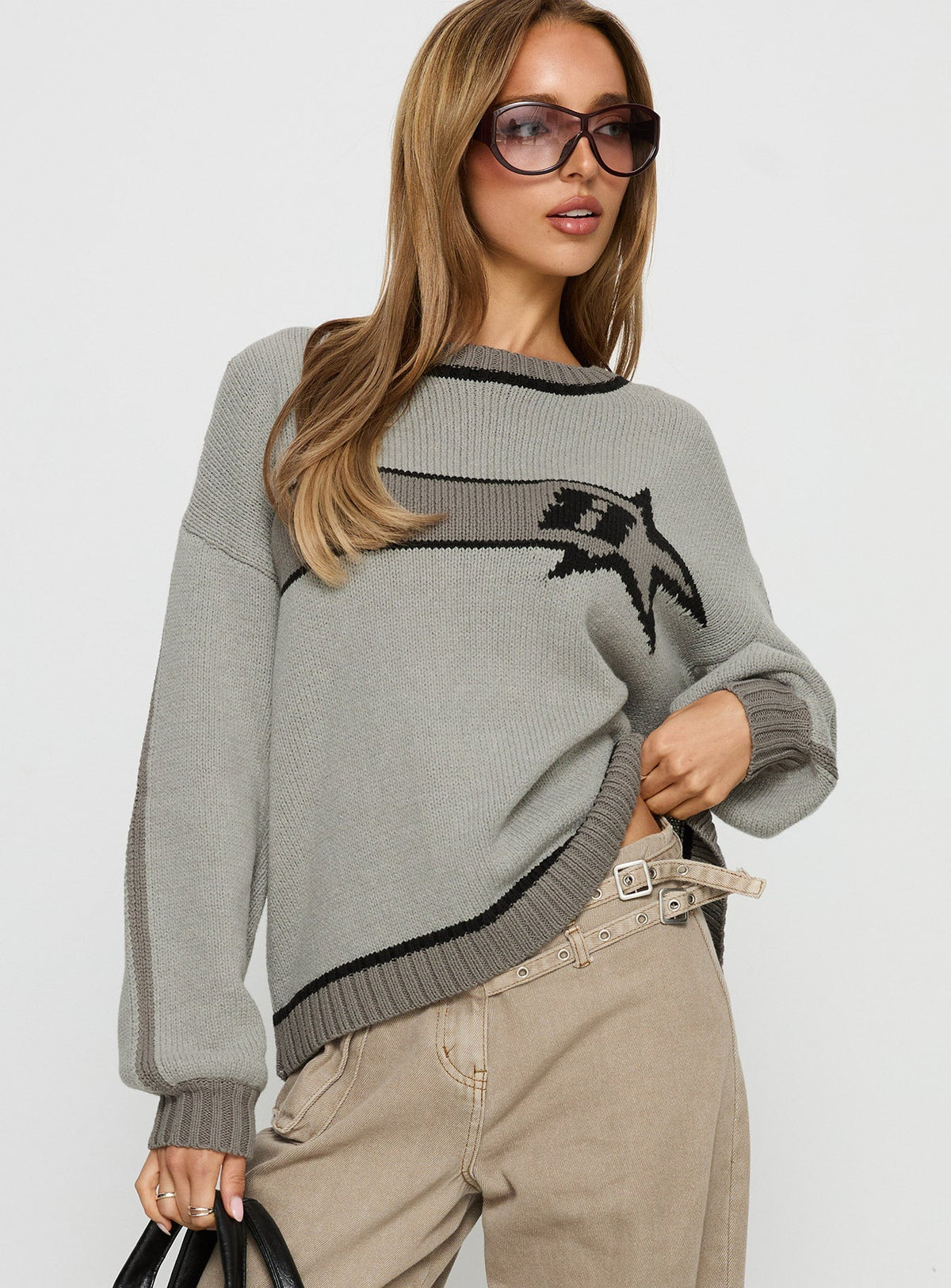 Women's Star Track Graphic Jumper Grey — Sweater