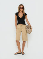 Women's Apres Tie Waist Jorts Stone — Shorts