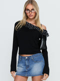Women's Sariya Long Sleeve Ruffle Top Black / Polka