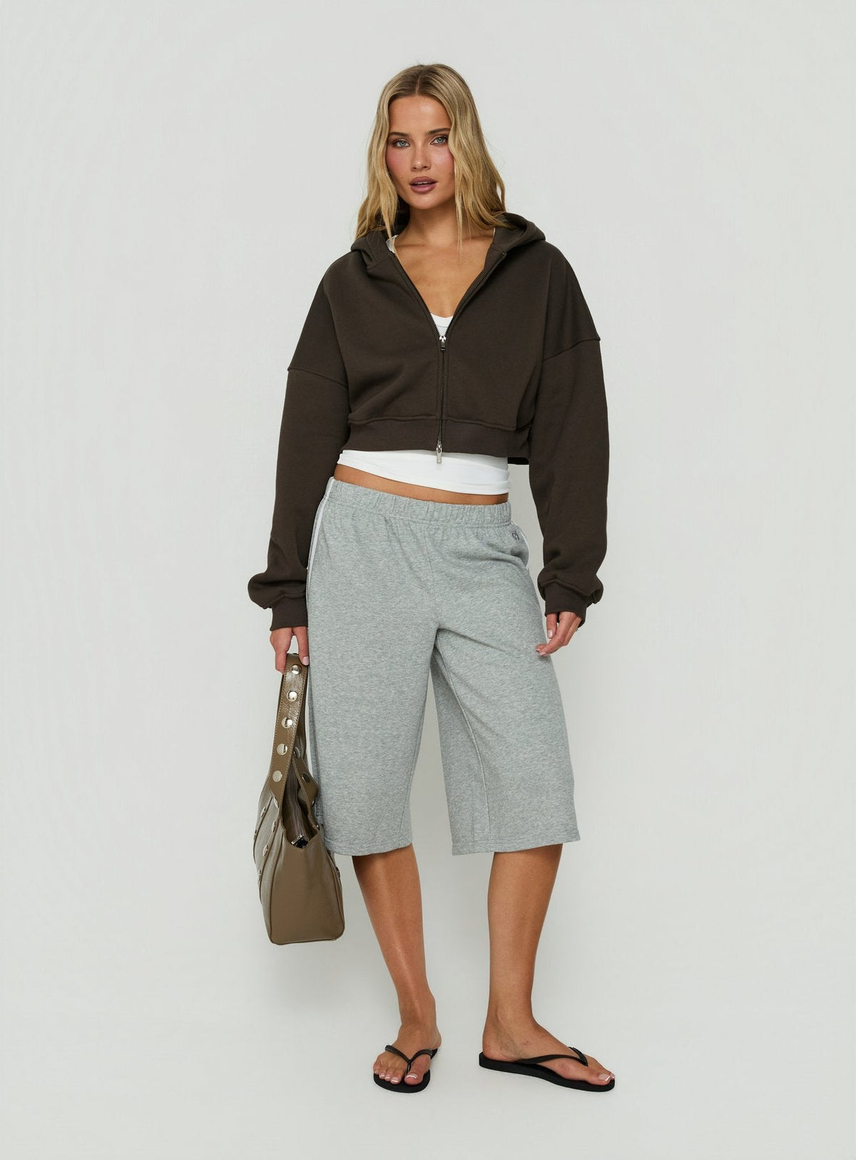 Women's Zellah Double Ended Zipper Hoodie Iron Grey — Sweater